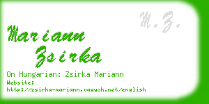 mariann zsirka business card